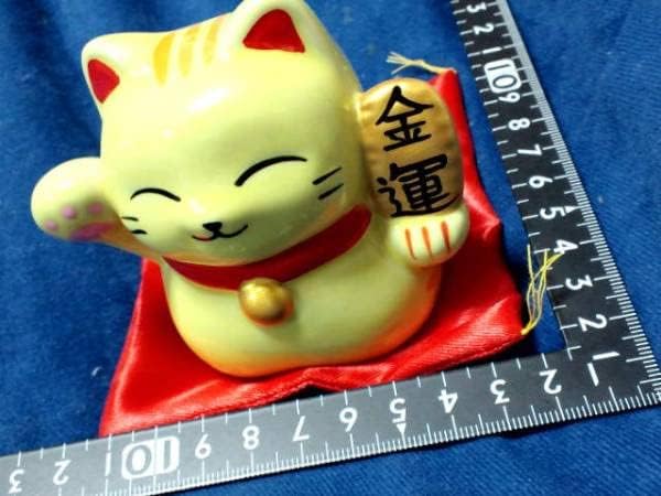 招き猫貯金箱 イエロー 陶器製 招き猫ちゃん 貯金箱 イエロー 粘土 陶器工作の絵付け招き猫貯金箱